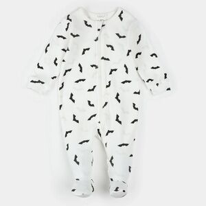 Petit Lem Bat print baby footie